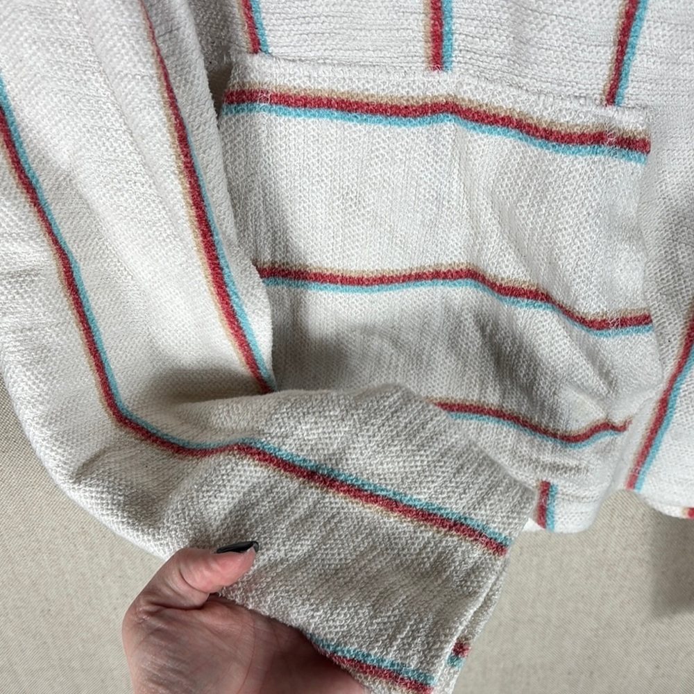 Ocean Drive > V Neck Striped Distressed Hoodie Large - Picture 5 of 8